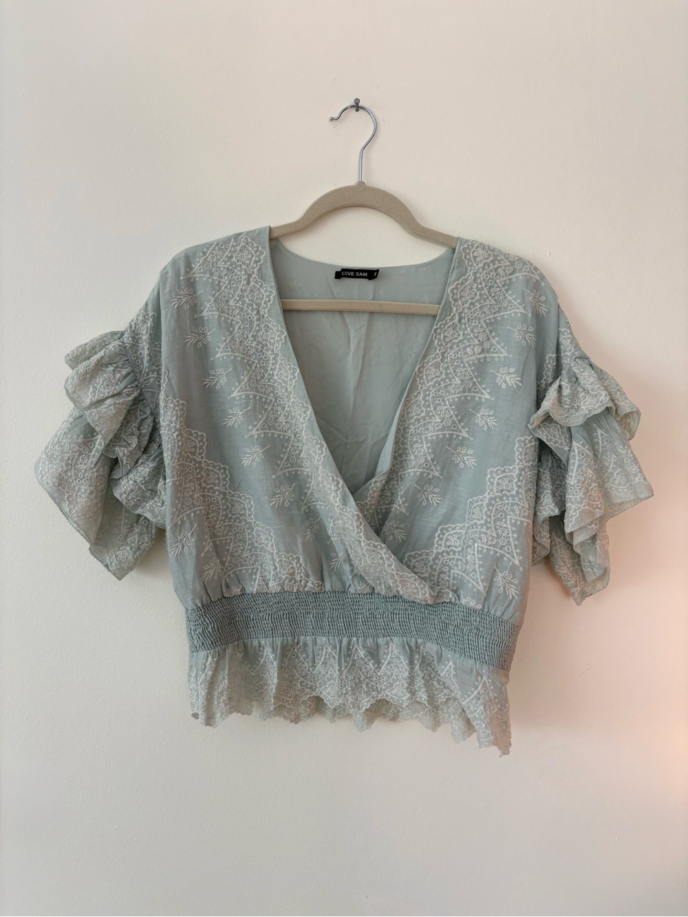 Love Sam Sage Lace-Trim Blouse